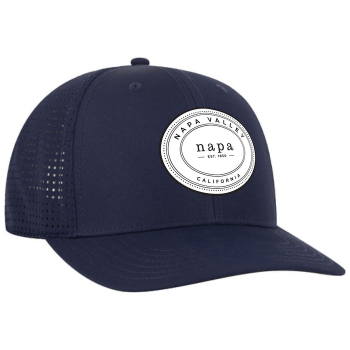 Custom OVAL OTTO CAP Polyester Pongee Perforated 6 Panel Mid Profile Baseball Cap