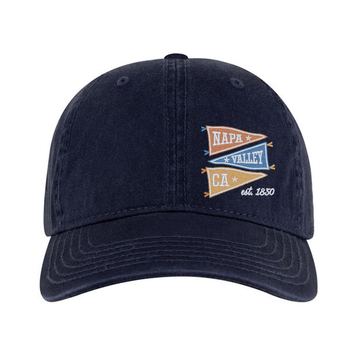 Garment Washed Pigment Dyed Superior Cotton Twill Low Profile Dad Cap Printed with a Customizable PENNANT COLLECTION Design