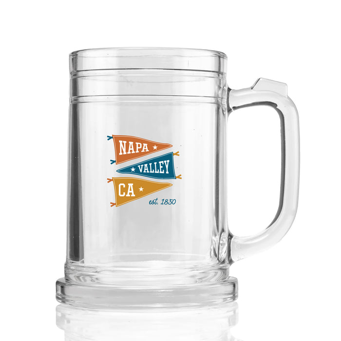 16 oz Glass Stein Printed with a Customizable PENNANT COLLECTION Design