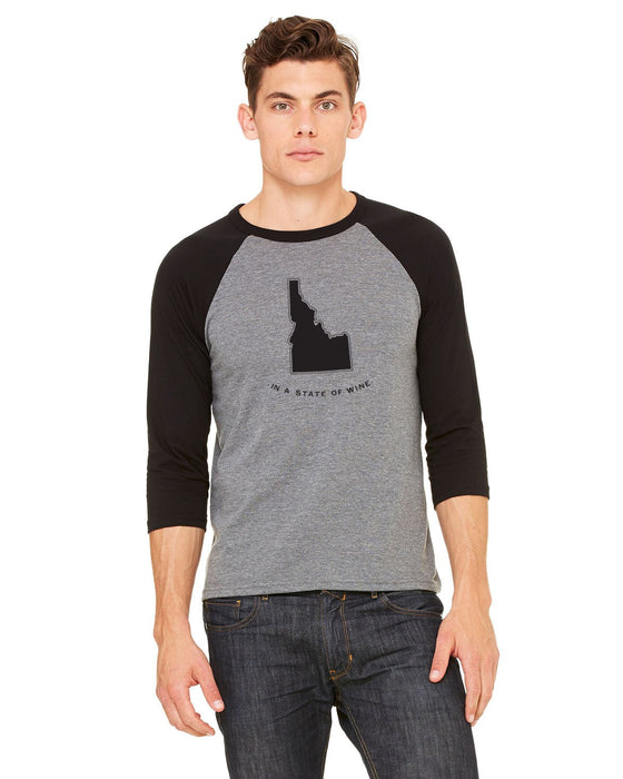 Custom Wholesale Bella + Canvas Unisex 3.6 Oz. Three-Quarter Sleeve Baseball Tee Printed with a Customizable STATE COLLECTION Design