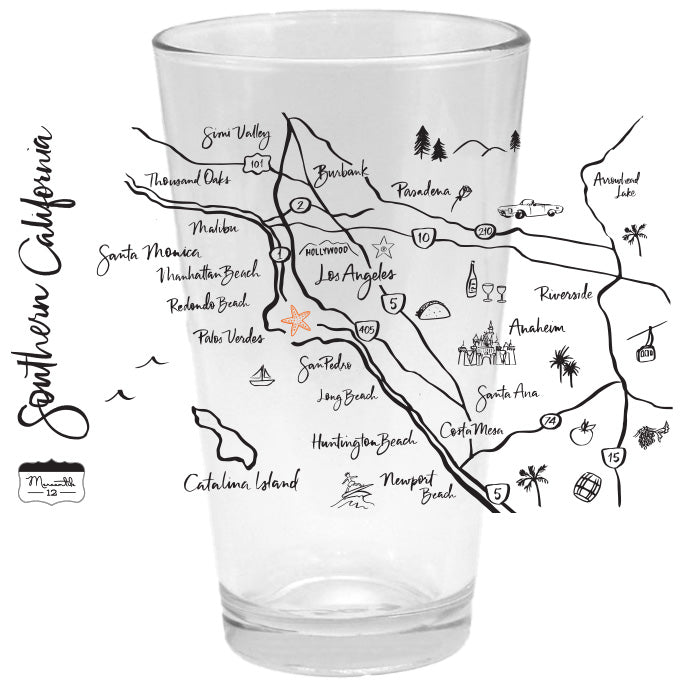 Custom CALLIGRAPHY MAP 16 Oz. Pint Glass Full Color
