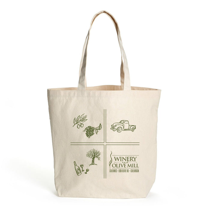 Custom SQUARES 10 oz. Natural Canvas Tote Bag with Pockets