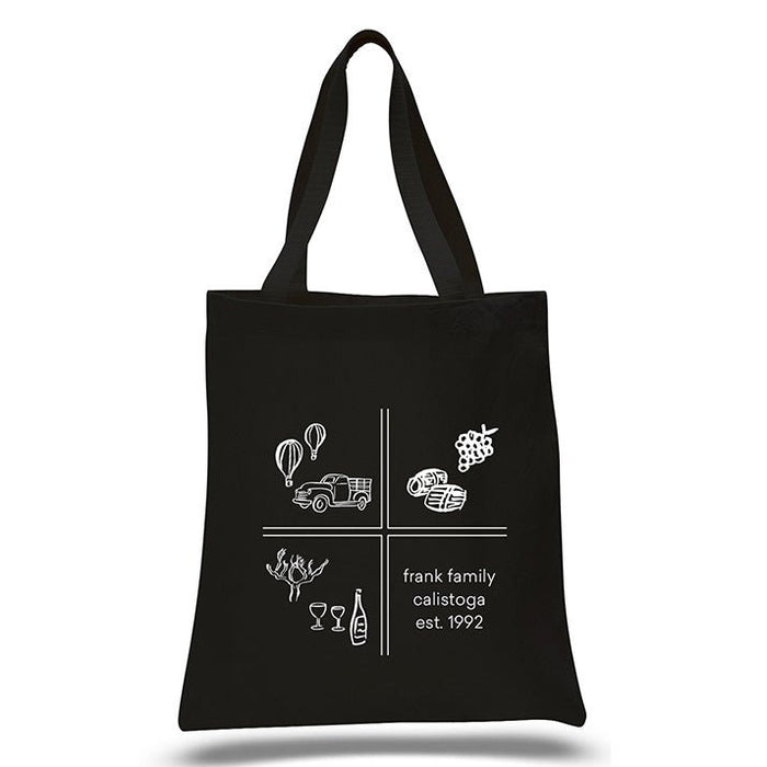 Custom Wholesale 12 Oz. Colored Canvas Simple Tote Bag Printed in SQUARES COLLECTION Design