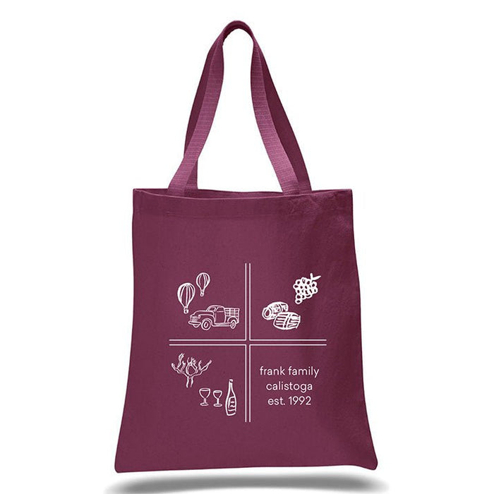 Custom Wholesale 12 Oz. Colored Canvas Simple Tote Bag Printed in SQUARES COLLECTION Design