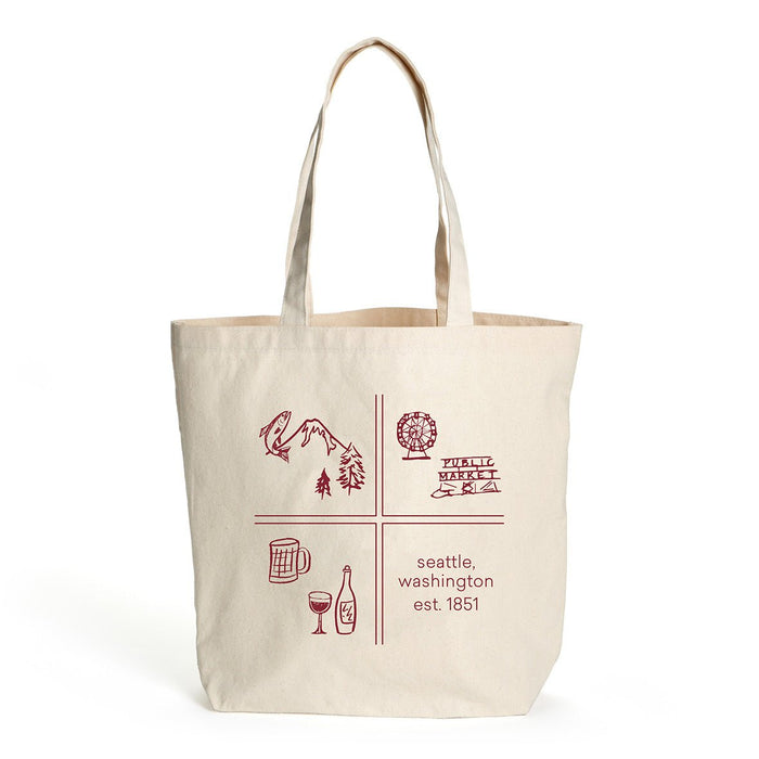Custom SQUARES 10 oz. Natural Canvas Tote Bag with Pockets