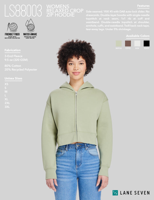 Custom OVAL Lane Seven Womens 9.5 Oz. Relaxed Crop Zip
