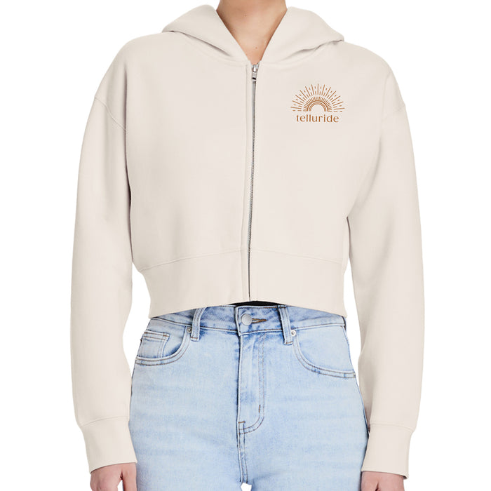 Custom SUNSHINE Lane Seven Womens 9.5 Oz. Relaxed Crop Zip