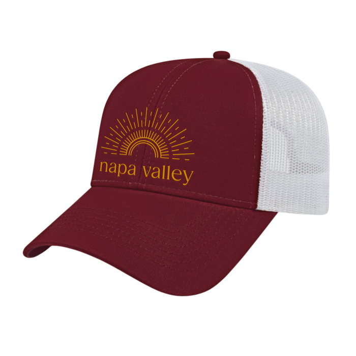 Custom Wholesale Cap America Twill 6 Panel Mid Profile Mesh Back Value Trucker Cap