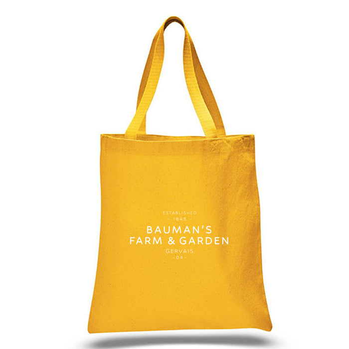 Custom Wholesale 12 Oz. Colored Canvas Simple Tote Bag Printed in TEXT COLLECTION Design