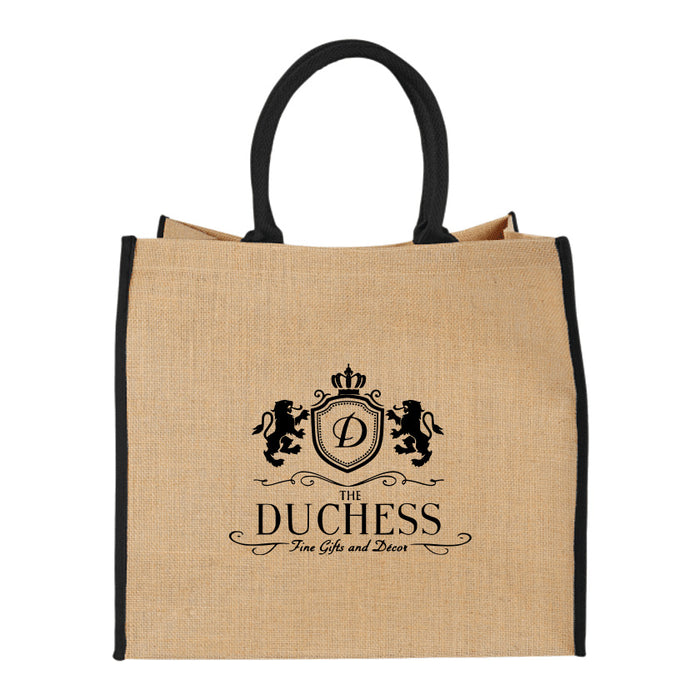 Custom BRAND / LOGO Large Jute Shopper Tote