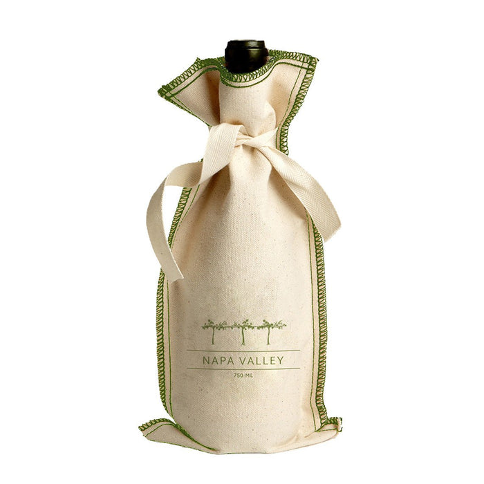 Custom VISTA 10 Oz. Cotton Overstitch Wine Gift Bag