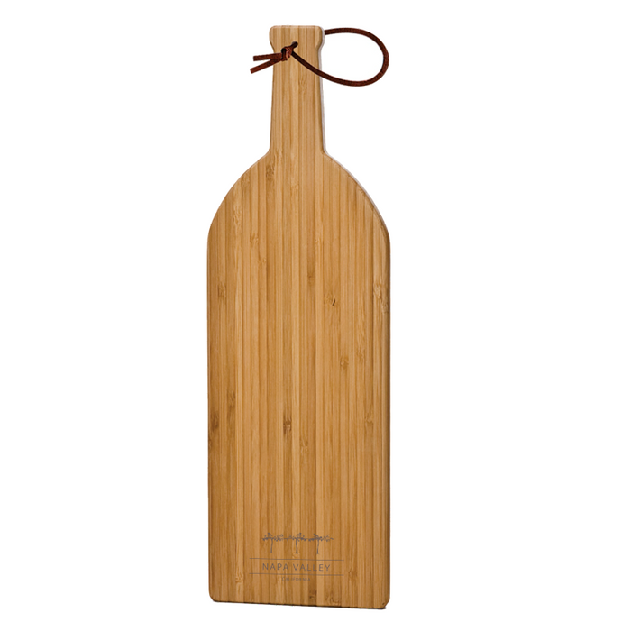 Custom BRAND / LOGO Bamboo Cutting Board, Medium with Leather Strap