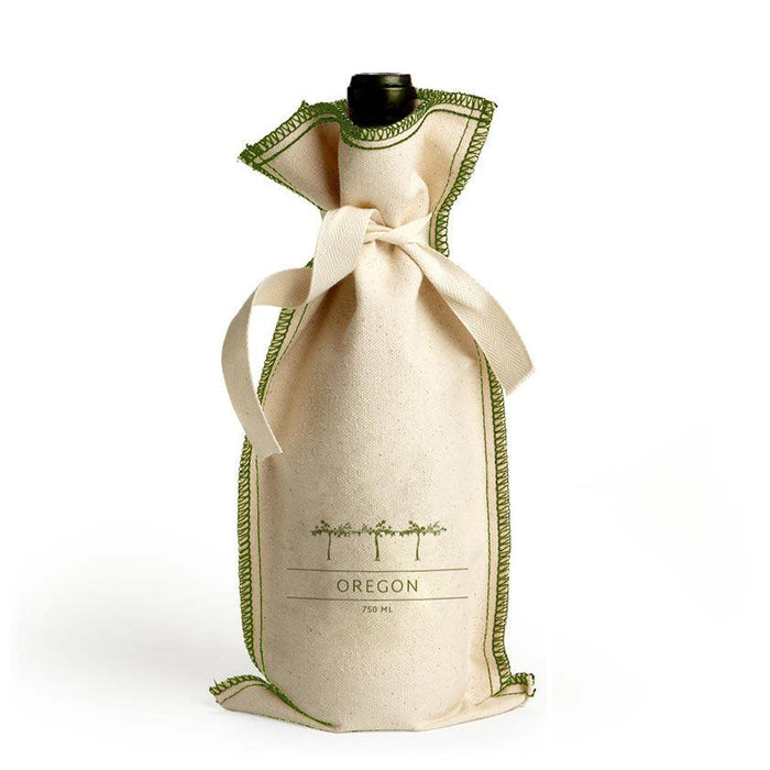 Custom BRAND / LOGO 10 Oz. Cotton Overstitch Wine Bag