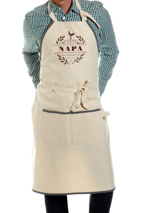 Custom VINTAGE Natural Apron with Charcoal Trim