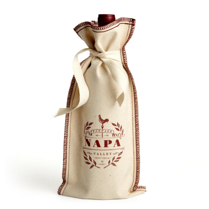 Custom BRAND / LOGO 10 Oz. Cotton Overstitch Wine Bag