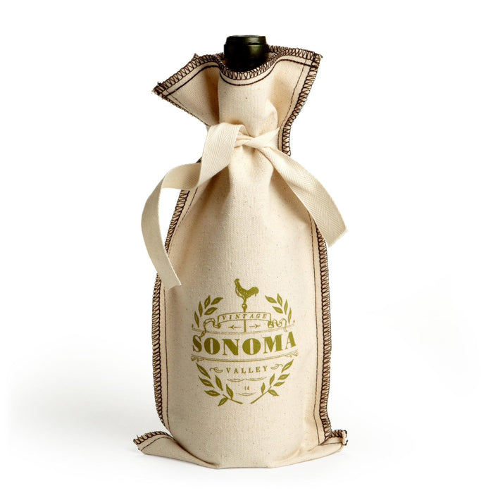 Custom BRAND / LOGO 10 Oz. Cotton Overstitch Wine Bag