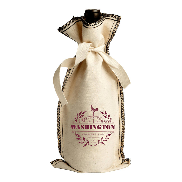 Custom BRAND / LOGO 10 Oz. Cotton Overstitch Wine Bag