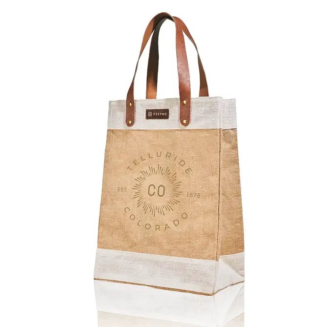 Custom BRAND / LOGO Leather Keep Me Tall  Jute Tote