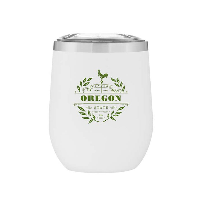 Customizable VINTAGE Design on a 12 Oz. Stainless Insulated Stemless Wine Cup in a stylish powder coat finish.