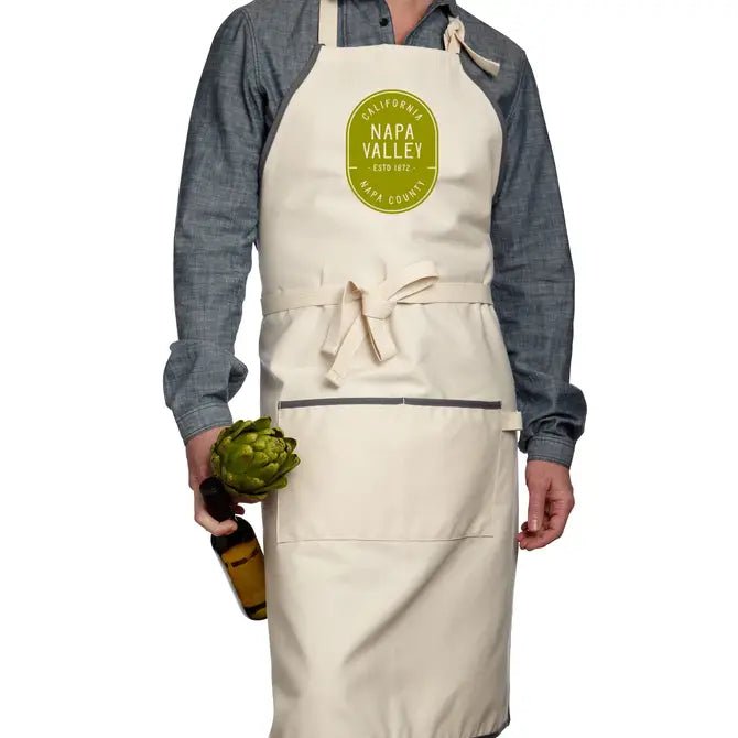 Custom BRAND / LOGO Natural Apron with Charcoal Trim