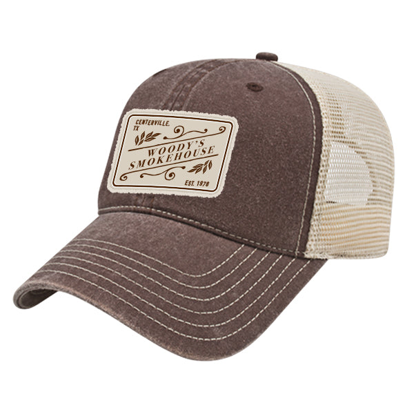 Custom SLANT Cap America Unisex Pigment Dyed Trucker with Cap Woven Patch Merrowed Label