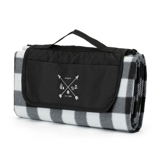 Forest Arrows Black/White Plaid Picnic Blanket - Mercantile 12