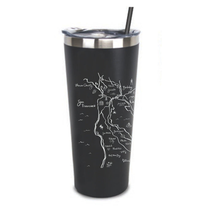 Stainless Steel Tumbler Bay Area Calligraphy Map - Mercantile 12