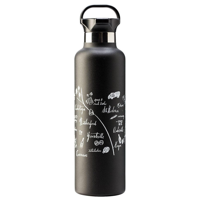 Stainless Steel Water Bottle Napa Valley Calligraphy Map - Mercantile 12