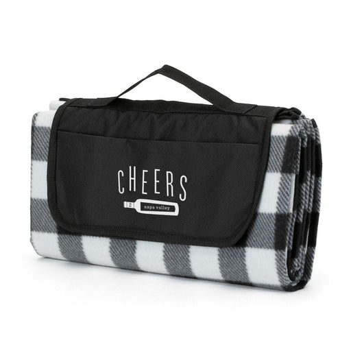 Napa Valley Cheers Black/White Plaid Picnic Blanket - Mercantile 12