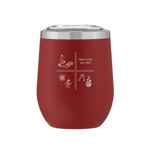 Stemless Stainless Steel Powder Coated Wine Cup Napa Valley Squares Holiday - Mercantile 12